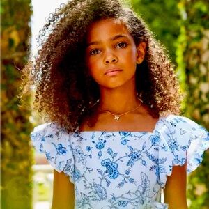 JANIE & JACKIE FLORAL TIERED BUBBLE SLEEVE DRESS SIZE 5